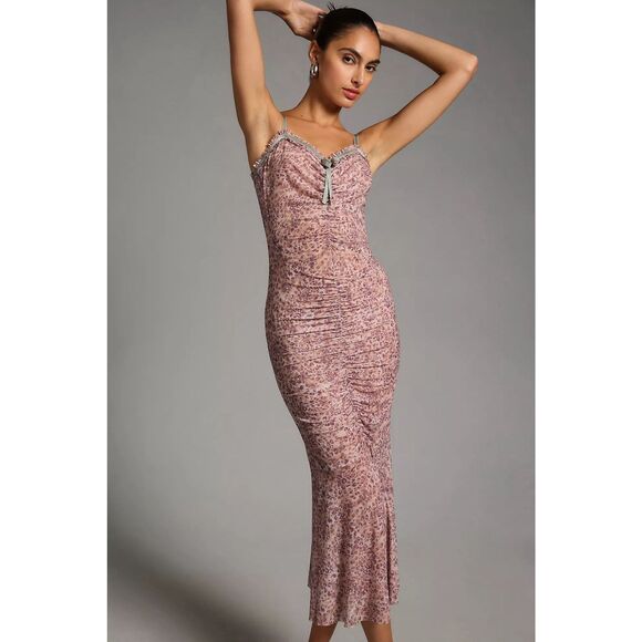 New Anthropologie Strappy Sheer Mesh Maxi Dress Sz XL